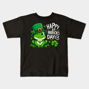 St Patricks Day Frog Face Saint Pattys Paddys Men Women Kids Kids T-Shirt